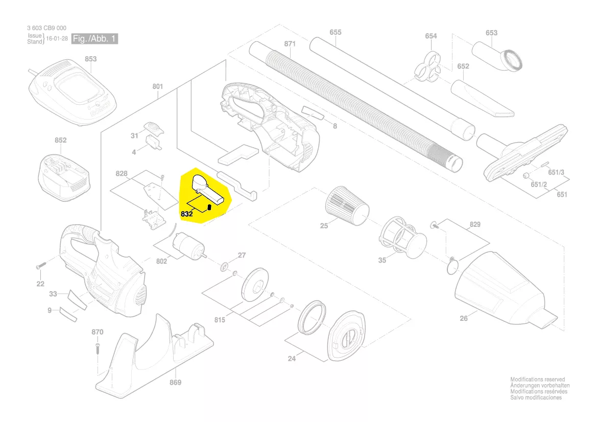 Bouton interrupteur aspirateur PAS 18 LI Bosch